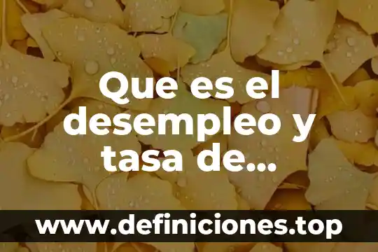 Que es el desempleo y tasa de desempleo inegi teoria