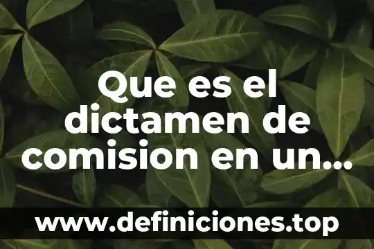 Que es el dictamen de comision en un proceso legislativo