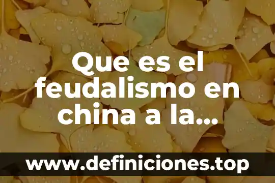 Que es el feudalismo en china a la revolución cultural