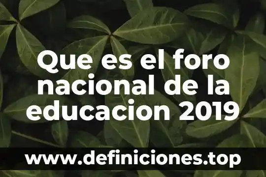 Que es el foro nacional de la educacion 2019