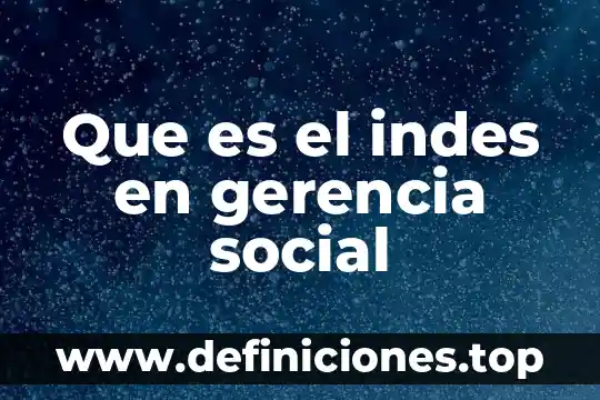 Que es el indes en gerencia social