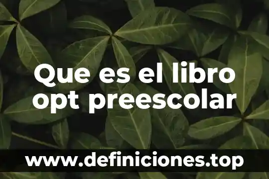 Que es el libro opt preescolar