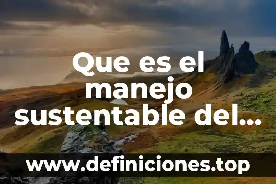 Que es el manejo sustentable del agua