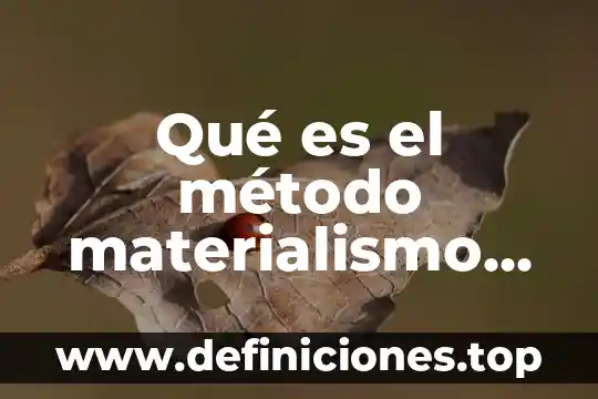 Qué es un diccionario filosófico 5 Qué es el método materialismo filosofico