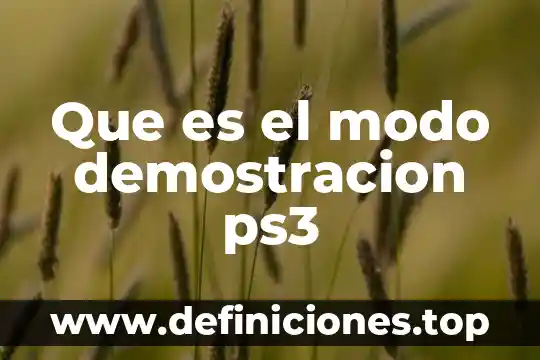 Que es el modo demostracion ps3