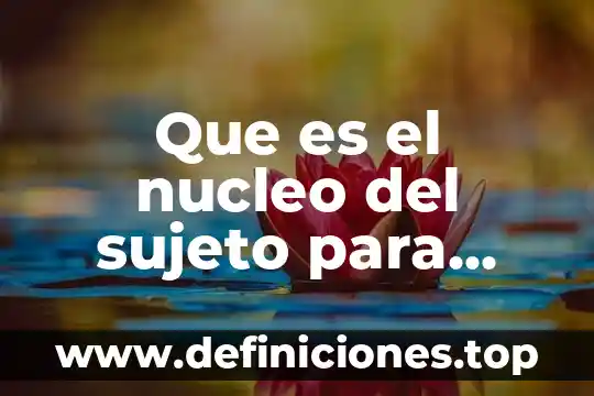 Que es sujeto elemento del conocimiento 6 Que es el nucleo del sujeto para niños de primaria