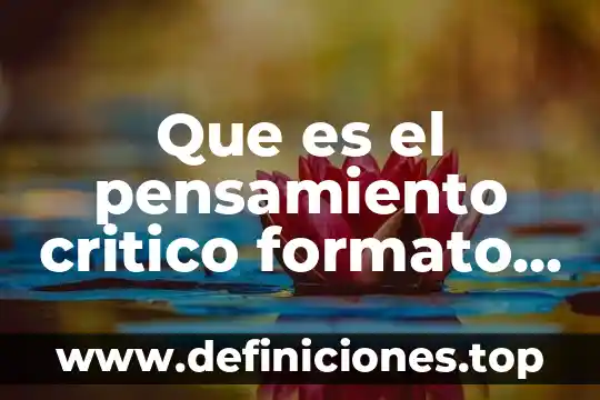 Que es el pensamiento critico formato apa