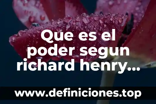 Que es el poder segun richard henry tawney