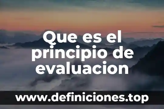 Que es el principio de evaluacion