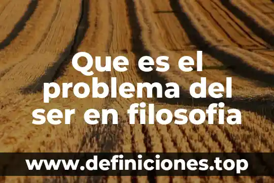 Que es el problema del ser en filosofia