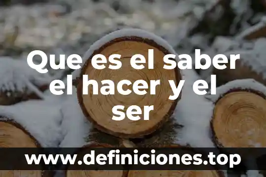 Que es el saber el hacer y el ser