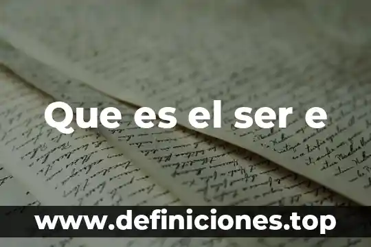Que es el ser e