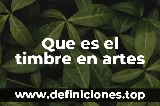 Que es el timbre en artes