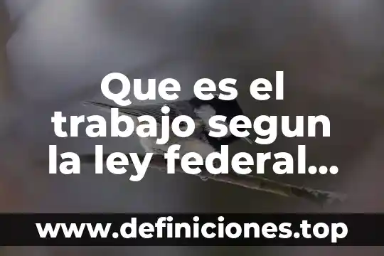 Que es el trabajo segun la ley federal de trabajo