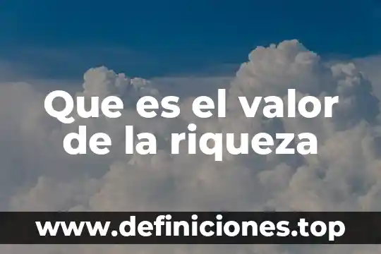 Que es el valor de la riqueza
