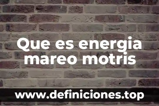 Nivel de energía química que es 5 Que es energia mareo motris