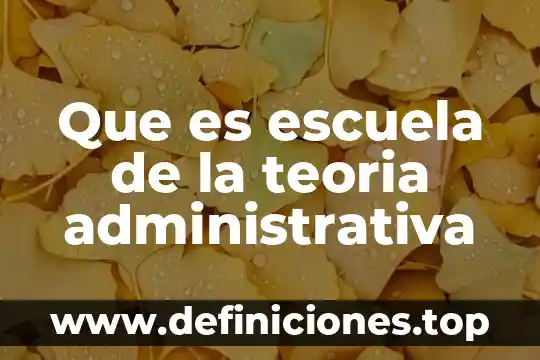 Que es escuela de la teoria administrativa