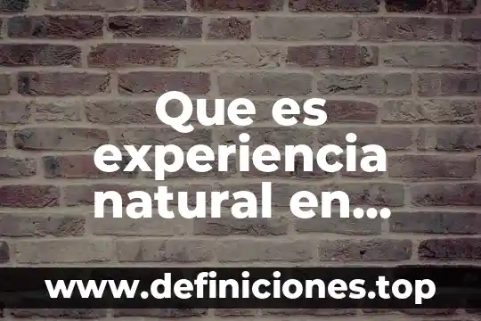 Que es experiencia natural en filosofia
