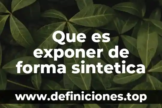 Que es exponer de forma sintetica