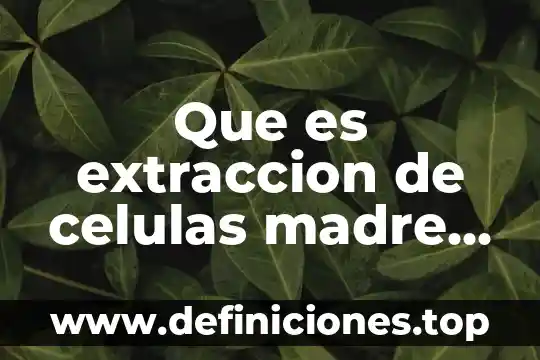 Que es extraccion de recursos renovables 5 Que es extraccion de celulas madre del cordon umbilical