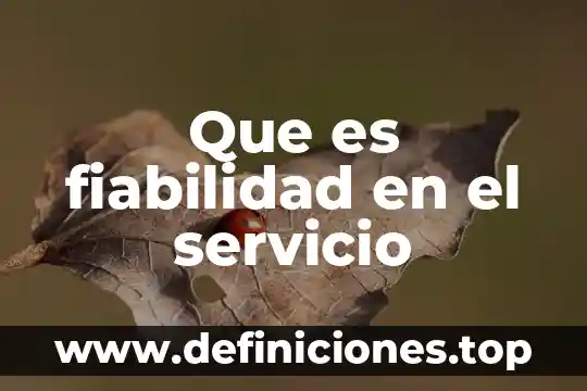 Que es fiabilidad en el servicio