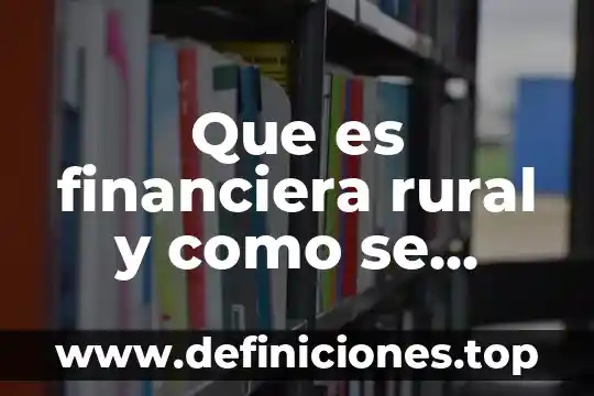 Qué es modelo rural 3 Que es financiera rural y como se aplican