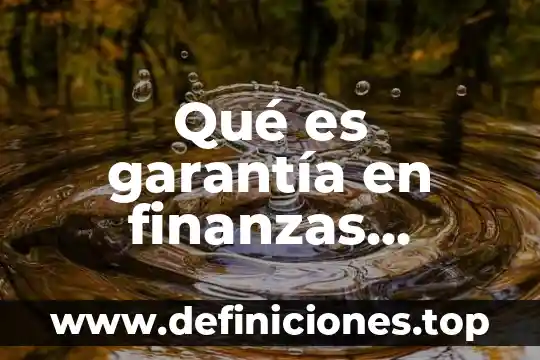 Qué es garantía en finanzas concepto