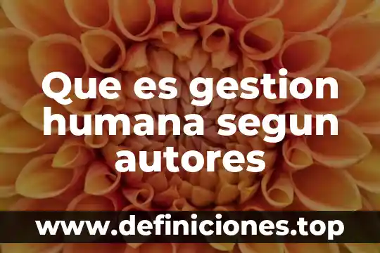 Que es gestion humana segun autores