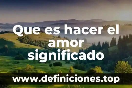 Que es hacer el amor significado