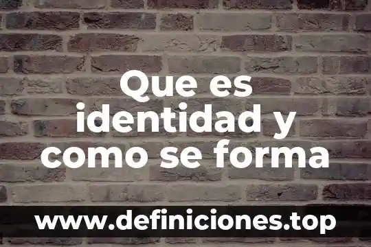 Que es identidad y como se forma