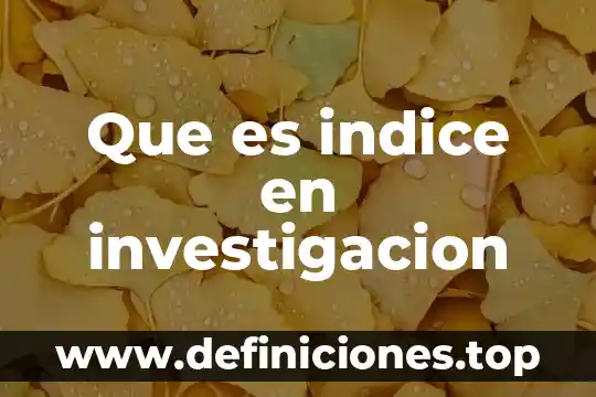 Que es indice en investigacion