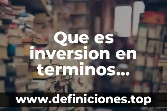 Que es inversion en terminos economicos