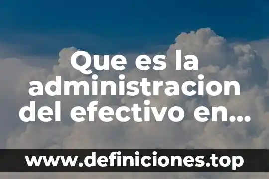 Que es una administracion de finanzas 5 Que es la administracion del efectivo en finanzas