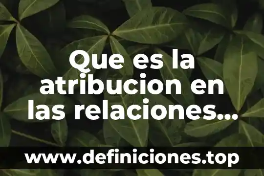 Que es la atribucion en las relaciones interpersonales