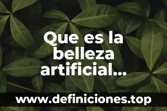 Que es la belleza artificial definicion