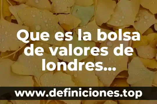 Que es la bolsa de valores de londres frankfrurt