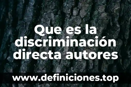 Que es un bien en derecho segun autores 3 Que es la discriminación directa autores