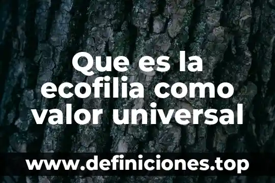 Que es la ecofilia como valor universal