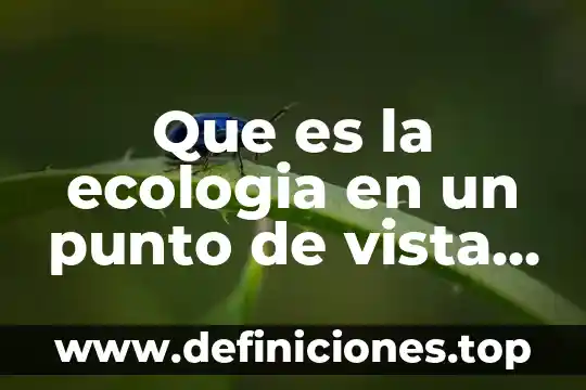 Que es el punto de fug 3 Que es la ecologia en un punto de vista ecologico