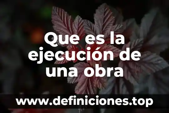 Que es ejecucion de electricidad 5 Que es la ejecución de una obra