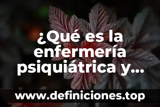 Que es cot en enfermeria 4 ¿Qué es la enfermería psiquiátrica y salud mental?