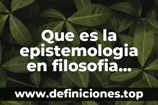 Que es la epistemologia en filosofia resumen