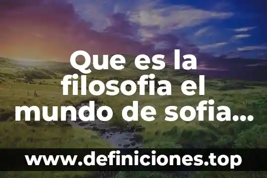 Que es concepto basicoyfacil sofia de la calidad de vida 5 Que es la filosofia el mundo de sofia resumen
