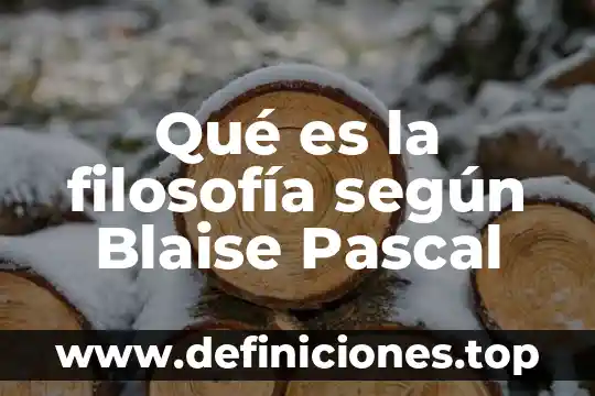 Que es lo que investigo blaise pascal en calculo 4 Qué es la filosofía según Blaise Pascal