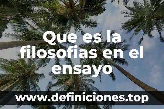 Que es la filosofias en el ensayo