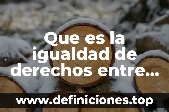 En derecho que es igualdad 5 Que es la igualdad de derechos entre hombres y mujeres