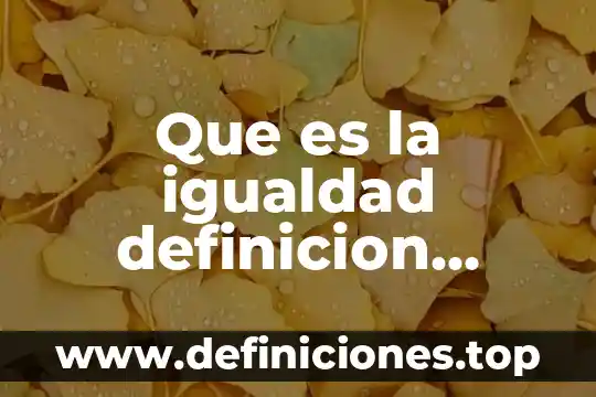 Que es la igualdad definicion completa