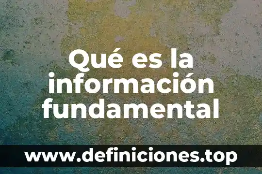 Qué es la información fundamental