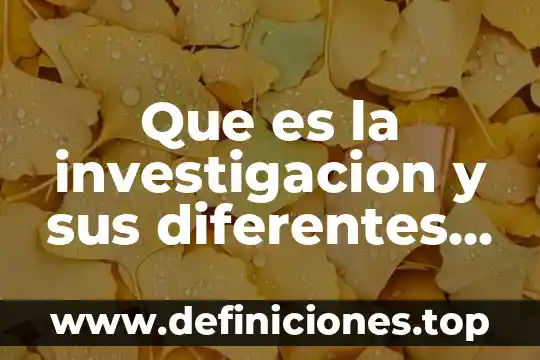 Que es la investigacion y sus diferentes tipos con autores