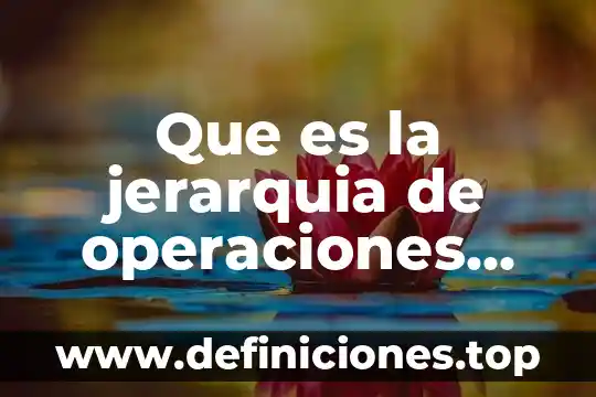 Que es la jerarquia de operaciones concepto